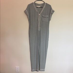 Classic Green and White Striped Jumpsuit